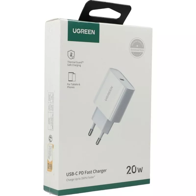 Ugreen USB Power Delivery 3.0 Quick Charge 4.0+ 20W 3A tīkla lādētājs (balts)