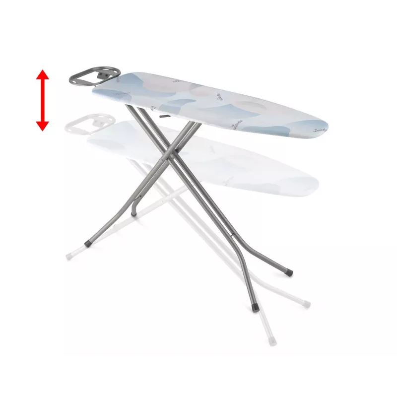 Pilna izmēra gludināmais dēlis VILEDA Bravo Plus 143032 — regulējams augstums 80–97 cm, dēlis 380×1200 mm, tērauda sieta virsma