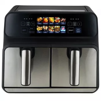 Karstā gaisa fritieris ProfiCook PC-FR 1287 H — dubultā 8 L, 2200 W, skārienjūtīgs LED, melns/nerūsējošais tērauds
