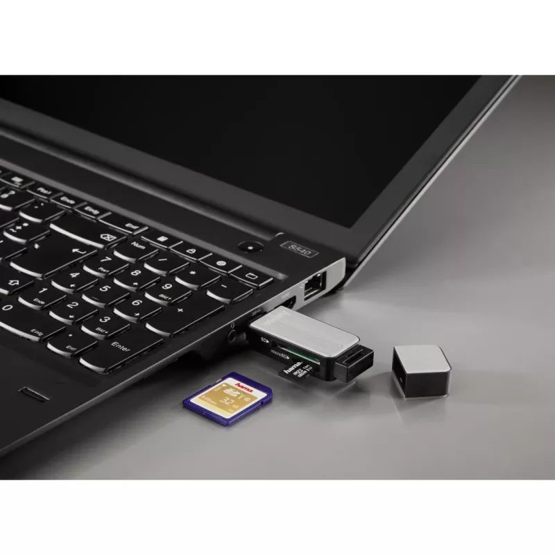 Hama 123900 karšu lasītājs USB 3.2 Gen 1 (3.1 Gen 1) Melns, Sudraba