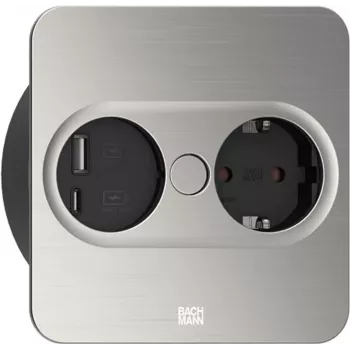 Kontaktligzda ar tipu F + USB A + USB C Bachmann 946.005 nerūsējošais tērauds