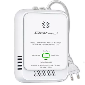 CO detektora signalizators QOLTEC 52576 — oglekļa monoksīda sensors, 85 dB signalizācija