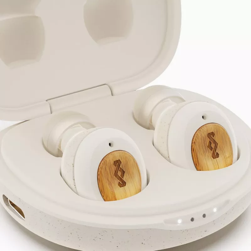 Marley Champion True Wireless austiņas ar iebūvētu mikrofonu, Bluetooth, krēmkrāsas