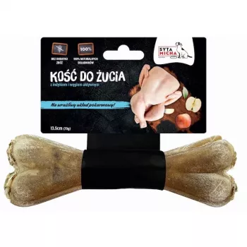 Dabīgs tītara košļājamais kauls suņiem SYTA MICHA 13,5 cm — zobu kopšanas kārums pieaugušiem suņiem, bez lipekļa un konservantiem