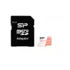 MicroSDXC karte Silicon Power Superior 128GB UHS-I Class 10 U3 V30, 100/80 MB/s, balta/persiku