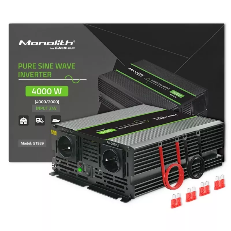 Qoltec Monolith strāvas adapteris/invertors Auto 4000 W Melns
