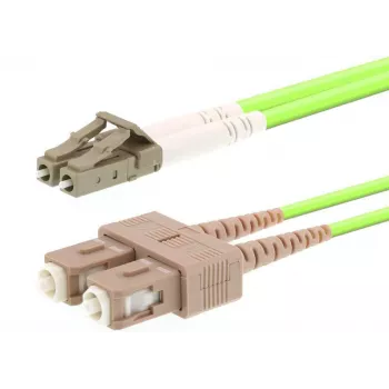 Optiskās šķiedras kabelis LOGON AL5LCSC20I/5I OM5 20 m LC–SC 50 µm dupleksais gaiši zaļš