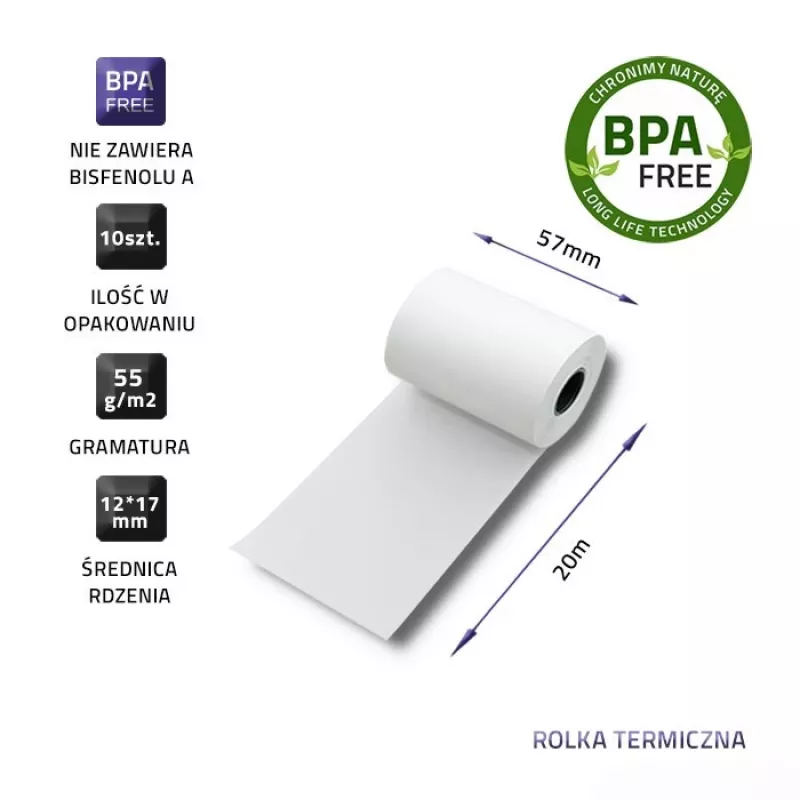 QOLTEC papīra printera etiķetes 5,7 cm platumā, baltas, 55 g/m², iepakojumā 10 (modelis 51896)