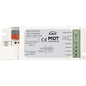MDT AKD-0224V.02 LED kontrolieris 2 kanālu, baltām sloksnēm (AKD-0224V.02)