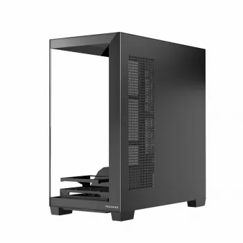 PC korpuss MODECOM Volcano Stellar NF ATX midi tornis, rūdīts stikls, melns, atbalsta ATX/mikro ATX, GPU līdz 420mm, CPU dzesētājs 175mm