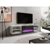TV skapītis cama meble POLO 180x33x39 cm ar elektrisko kamīnu 1400–1600 W, lamināts, balts/melns