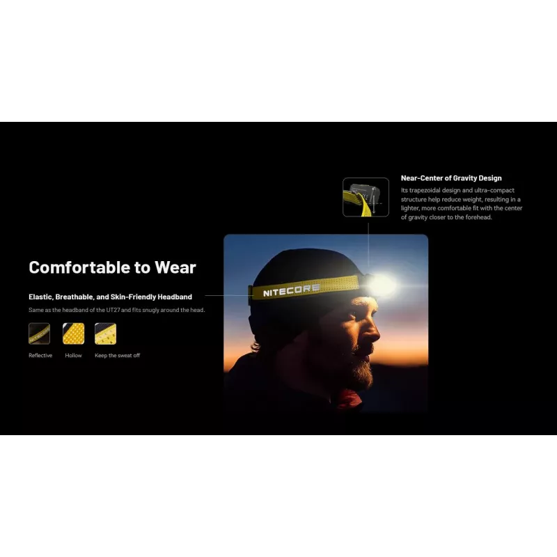Nitecore NU27 lukturis Melns, Dzeltena galvas lente LED