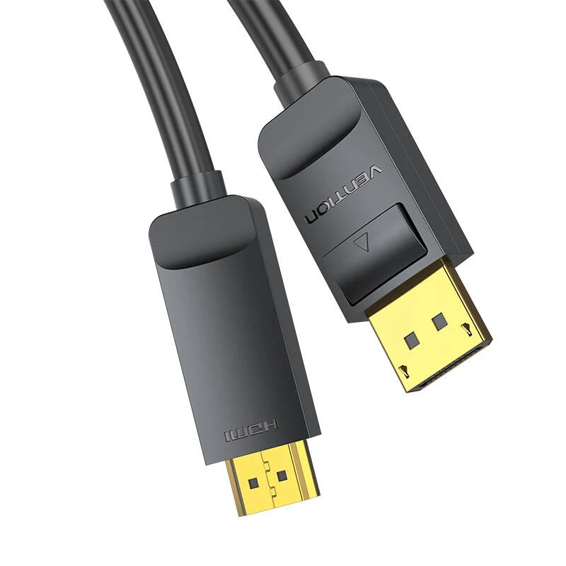 DisplayPort uz HDMI kabeļa adapteris Vention HAGBH, 2 m, melns, 7 mm diametrs