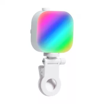 Telesin Ice Cube selfie light ar tālruņa turētāju P5-BGD-03 — kompakta LED aizpildes gaisma un regulējams tālruņa kronšteins