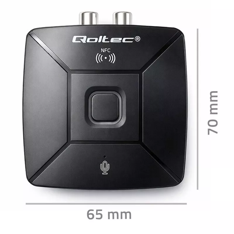 QOLTEC 56981 bezvadu Bluetooth audio raidītājs/uztvērējs ar NFC, AUX/RCA, melns