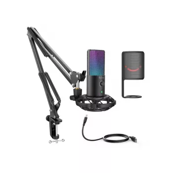 FIFINE T669 PRO3 vadu mikrofons ar RGB apgaismojumu un statīvu | USB
