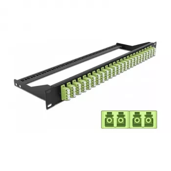 DeLOCK 43404 ielāpu panelis 1U optiskās šķiedras LC zaļš montāža statnē