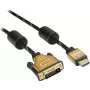 Roline Gold - Video kabelis - Dual Link - HDMI / DVI - DVI-D (vīr.) uz HDMI (vīr.) - 1 m - Ekranēts - Melns, zelts - 4K atbalsts
