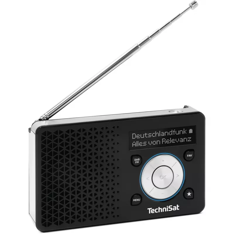 Portatīvais radio TECHNISAT DIGITRADIO 1 A — DAB+/FM, OLED displejs, USB-C, 3,5 mm austiņu izeja, 1 W, melns/sudrabains
