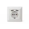 Drošības kontaktligzda iebūvējamai montāžai Digitus DA-70613 ar 2 USB portiem