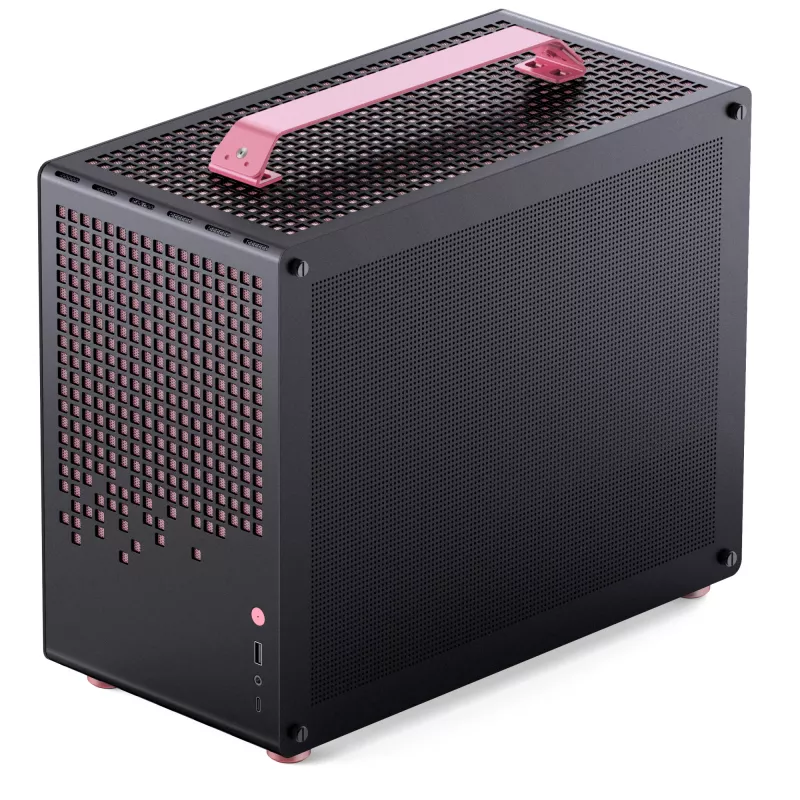 Jonsplus MATX Handle Case Z20 Melns-Pink – Mini/Micro/Flex-ATX korpuss ar pārnēsāšanas rokturi