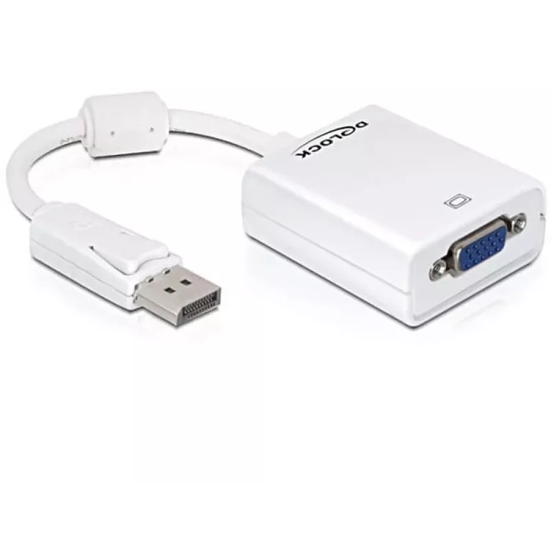 Video kabeļa adapteris DeLOCK 61766 0,125 m VGA DisplayPort balts