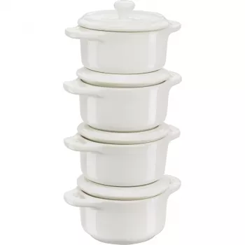 Staub Mini Cocotte Set 4-piece Round, Keramik, Ivory-Balts (1009383)