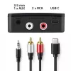 QOLTEC 56981 bezvadu Bluetooth audio raidītājs/uztvērējs ar NFC, AUX/RCA, melns
