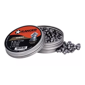 Gun pellets RANGER PRORO 5.5 mm, diabolo forma, sudraba, 250 gab., alumīnija dozators