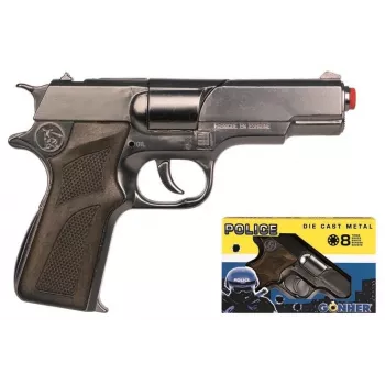 Metāla policijas pistole Pulio GONHER 125/0 155125/0 — metāla rotaļu pistole, modelis 125/0