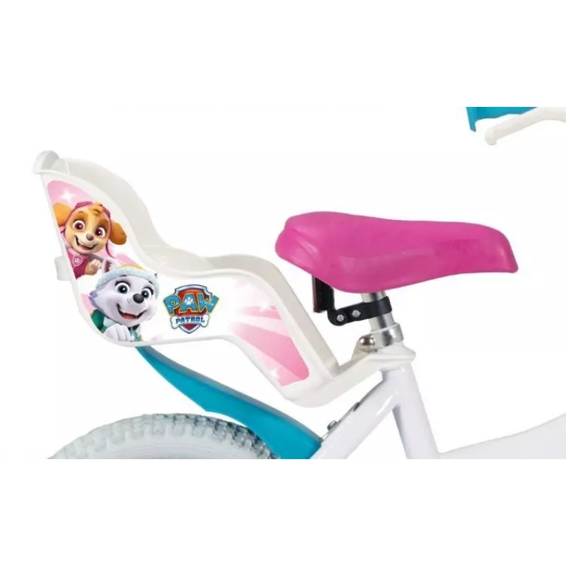Bērnu pilsētas velosipēds Toimsa PAW PATROL 14 collas, tērauda, piepūšami 14 collu riteņi, priekšējās/aizmugurējās suporta bremzes, groziņš, leļļu sēdeklītis, mācību riteņi