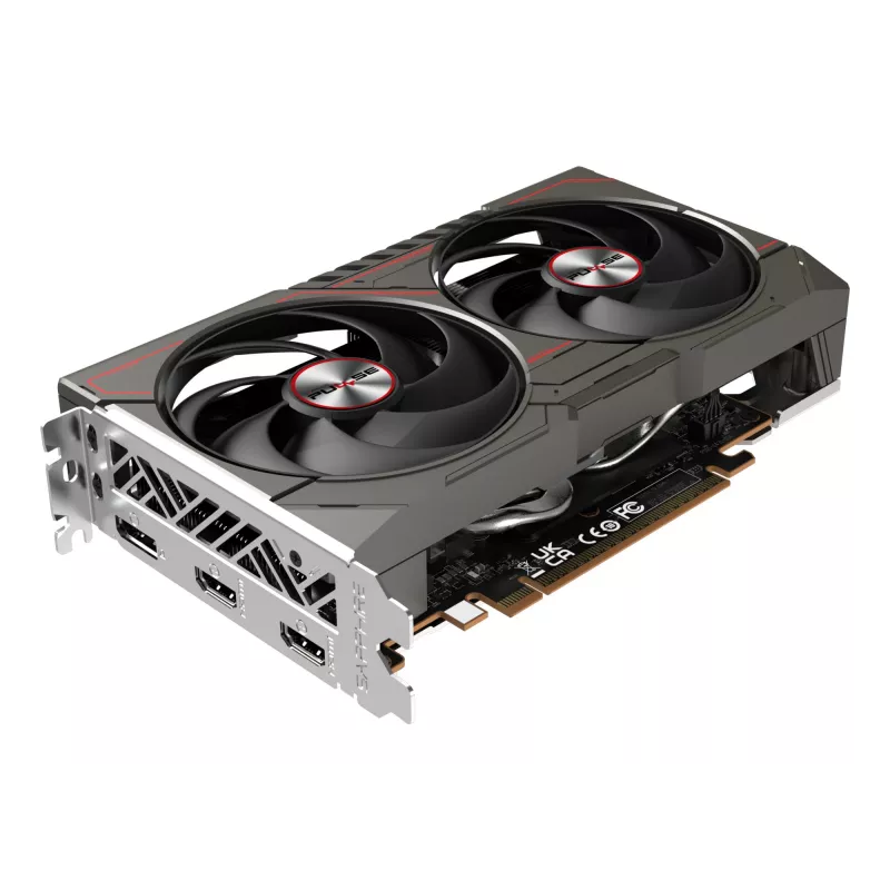 Grafikas karte Sapphire Radeon RX 9060 XT — 8 GB GDDR6, 128 bitu, PCIe x16 5.0, divu ventilatoru dzesēšana