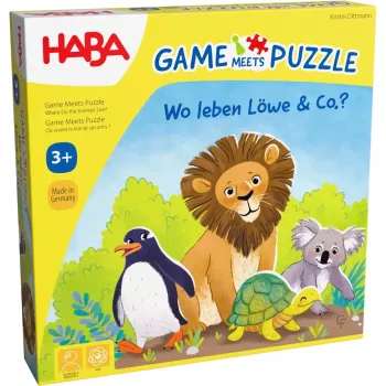 Spēle satiekas ar puzli - Wo leben lion & Co., galda spēle