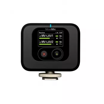 Bezvadu uztvērējs ar kameras stiprinājumu Shure MV-R-Z6 — 50–20000 Hz, 30 m diapazons, 12–15 V, 308×101×38 mm, 0,429 kg, melns