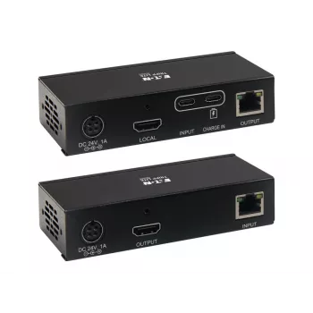 Eaton Tripp Lite Series USB-C uz HDMI pa Cat6 pagarinātāja komplekts ar KVM atbalstu, 4K 60Hz, 4:4:4, raidītājs/uztvērējs, USB, PoC, HDCP 2.2, līdz 230 pēdām, TAA - Video paplašinājums