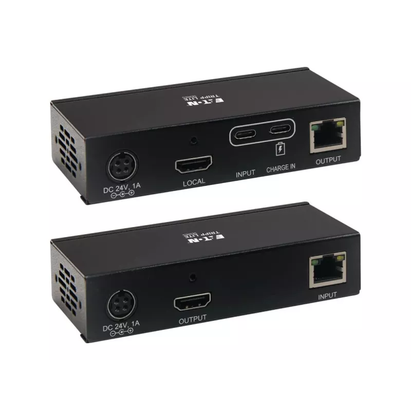 Eaton Tripp Lite Series USB-C uz HDMI pa Cat6 pagarinātāja komplekts ar KVM atbalstu, 4K 60Hz, 4:4:4, raidītājs/uztvērējs, USB, PoC, HDCP 2.2, līdz 230 pēdām, TAA - Video paplašinājums