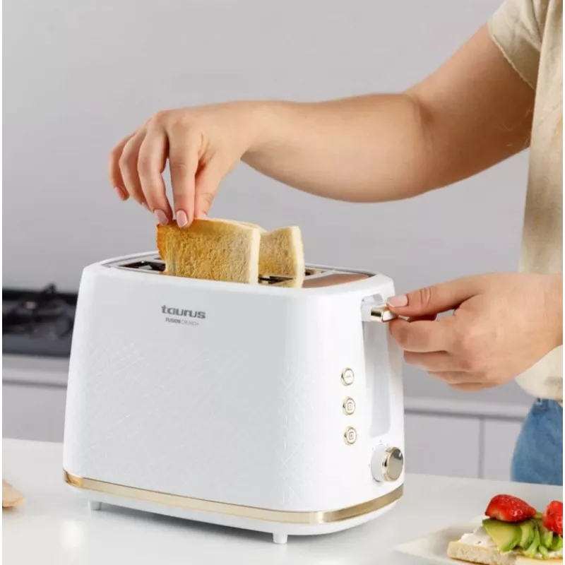 Tosteris Taurus TO800P 2-šķēļu 800 W Balts ar pogu un rotējošām vadības ierīcēm