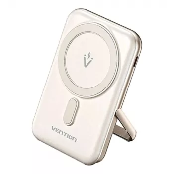 Ārējais akumulators Vention 10000mAh Magnetic Wireless 20W — 10000 mAh, 3 A izeja, USB-C, balts