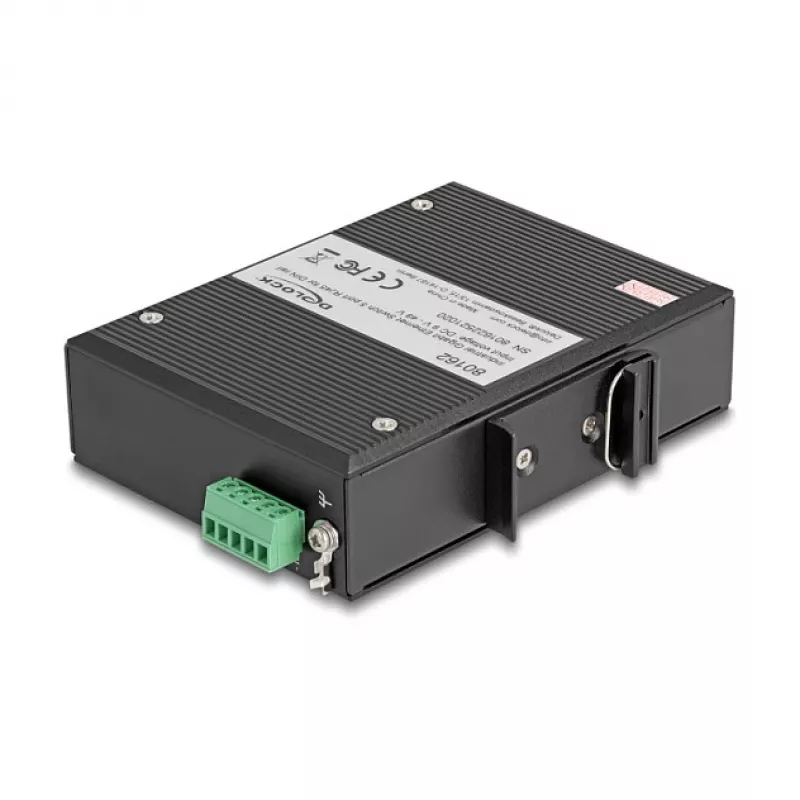 Ethernet slēdzis DELOCK 80162 — 5‑portu Gigabit RJ45 DIN sliedes montāžai