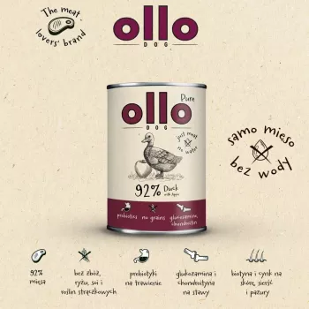 OLLO Pure Duck with apple - mitrā suņu barība - 400g