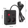 Strāvas sadalītājs MACLEAN MCE387 B — 2 kontaktligzdas, 3×USB A, 110–240 V, 1,5 m kabelis, maks. 2500 W