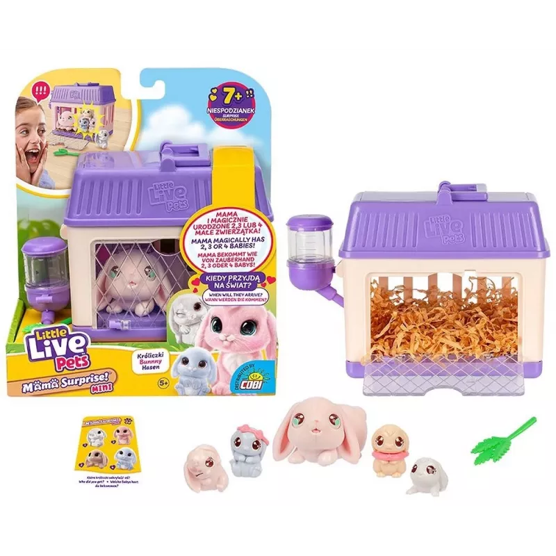 Interaktīva rotaļlieta Cobi Little Live Pets Mama Surprise Mini Bunny MO-26625, maza interaktīva figūriņa