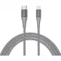 USB 2.0 adaptera kabelis, USB-C spraudnis > Lightning spraudnis (sudrabains/pelēks, 1 metrs, PD, apvalkots apvalkā)