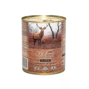 O'CANIS konservēta suņu barība - mitrā barība - brieža gaļa ar griķiem - 800 g