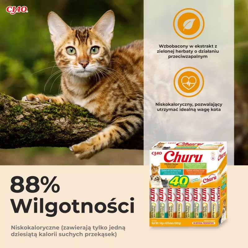 Kaķu kārumi INABA Churu Variety Box — Vistas pastas kārumi, 40 × 14 g, bez graudiem, bez lipekļa un bez sojas