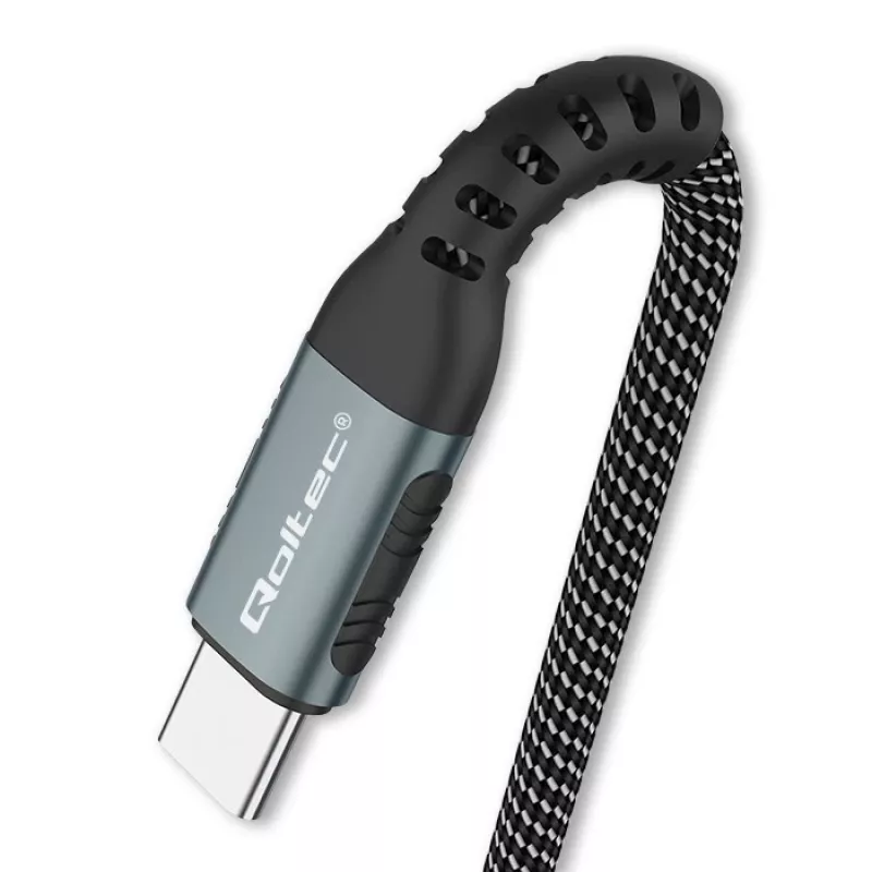 Qoltec kabelis USB 2.0 Type C uz Type C 100W Qc 3.0 Pd 1m Melns