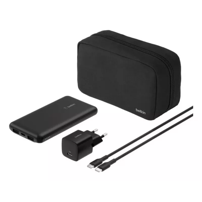 Belkin BoostCharge - Powerbank + AC barošanas bloks - 10000 mAh - PD - 3 izejas porti (24 kontaktu USB-C, 2 x USB)