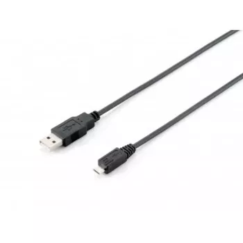 Equip USB 2.0 Type A to Micro-B kabelis, 1.0m, Melns, 1 m, USB A, Micro-USB B, USB 2.0, Male/Male, Melns