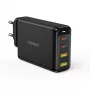 CHOETECH GaN 140W 4 portu lādētājs — 2x USB‑C, 2x USB, melns (PD6005)
