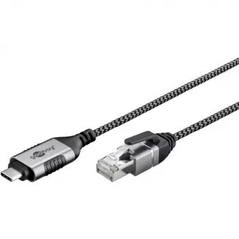 Goobay Ethernet-kabelis USB-C 3.1 uz RJ45 plāns 1 m - savieno maršrutētāju, modemu vai (74401)